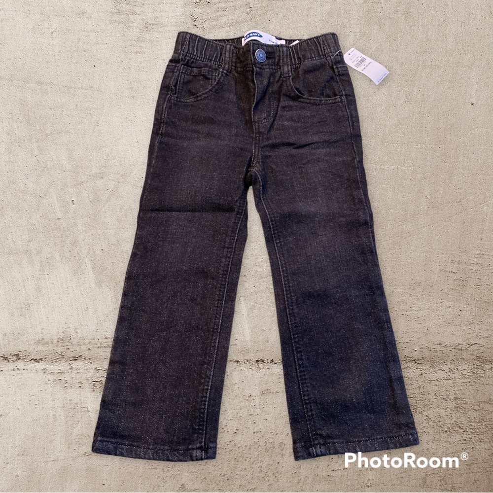 NWT Old Navy Wow Straight Leg Unisex Pull-On Black Jeans for Toddler Size 2T